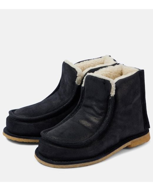J.W. Anderson Blue Ankle Boots Aus Leder Mit Shearling