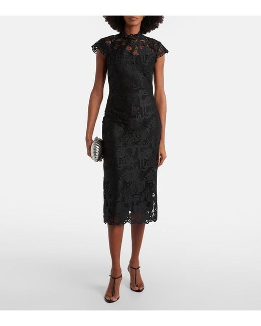 Staud Black Rosaline Guipure Lace Cocktail Dress