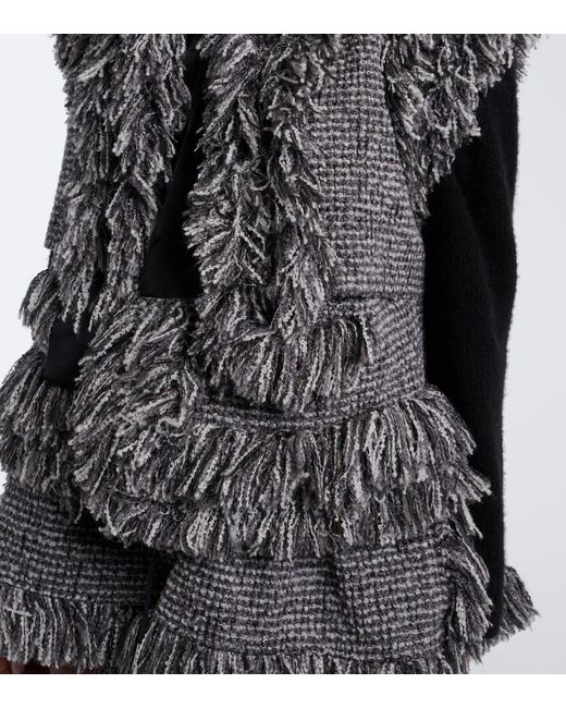 Sacai Gray Fringed Wool-Blend Tweed Vest
