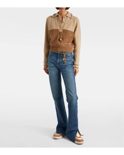 Chloé Multicolor Nama Suede-Trimmed Leather Sneakers