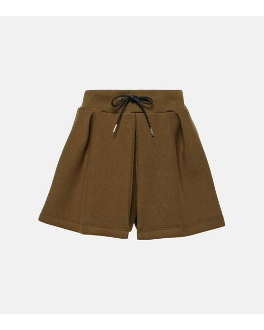 Sacai Green Sponge Cotton-blend Shorts