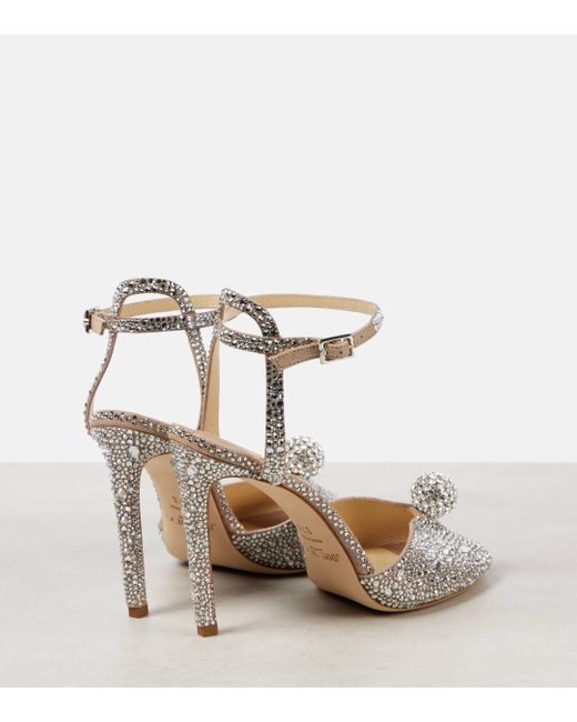 Jimmy Choo Metallic Sacora 100 Crystal-Embellished Sandals