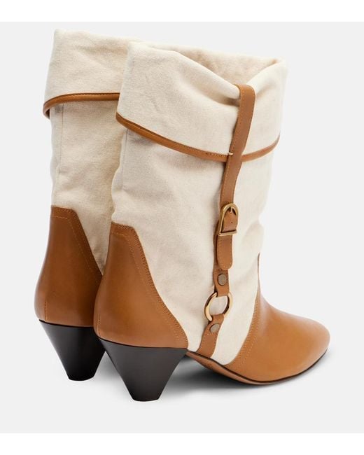 Isabel Marant Brown Darner 55 Leather-Trimmed Ankle Boots
