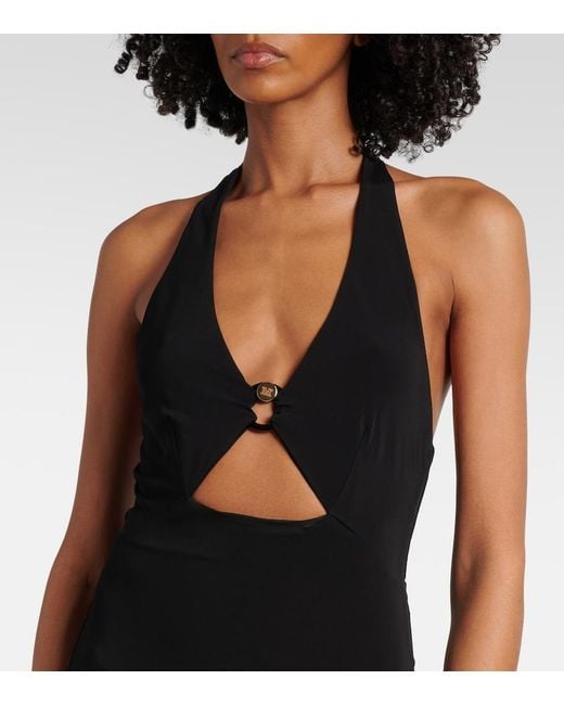 Max Mara Black Ghiotto Cutout Halterneck Maxi Dress