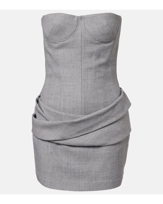 Alex Perry Gray Draped Bustier Dress