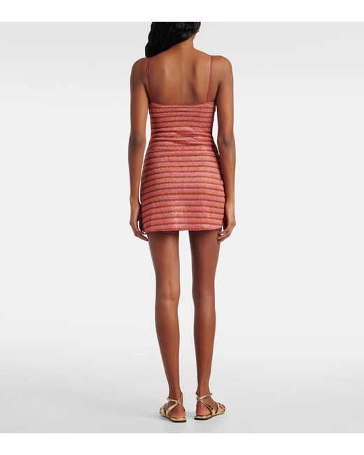 Oseree Red Lumiere Striped Minidress
