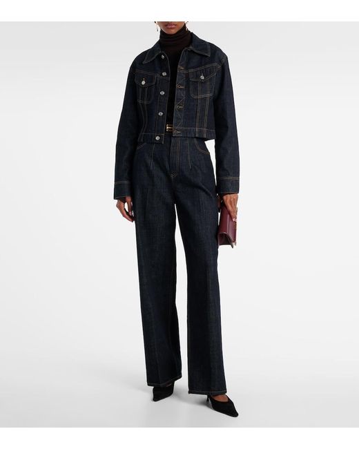 Victoria Beckham Blue Cropped Denim Jacket