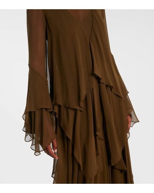Zimmermann Brown Draped Silk Organza Gown