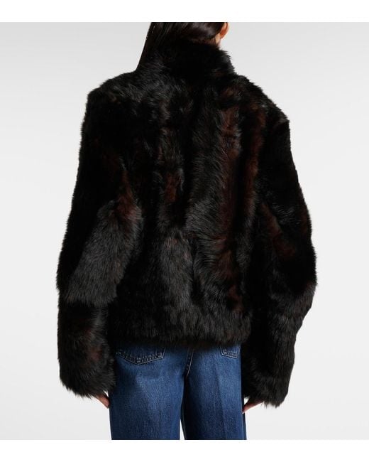 Totême Black Silky Shearling Jacket