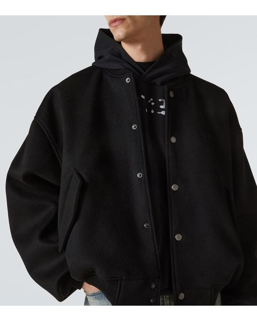 Balenciaga Black Wool Bomber Jacket for men