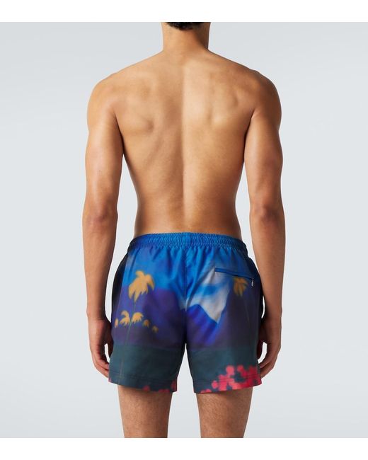 Commas Blue Printed Swim Trunks for men