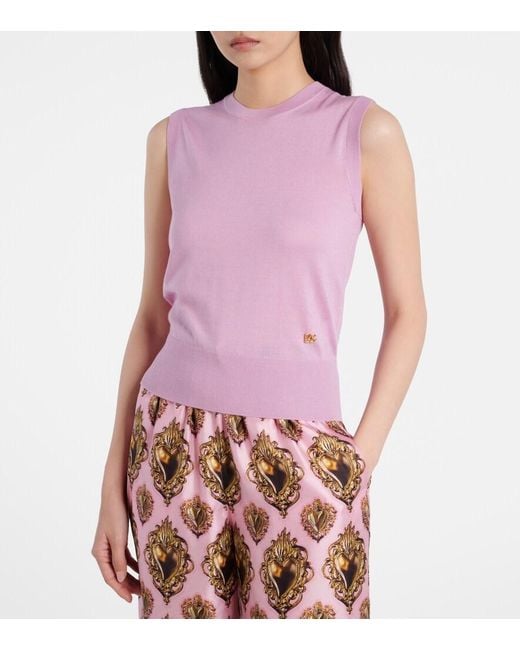 Dolce & Gabbana Pink Cashmere And Silk Top