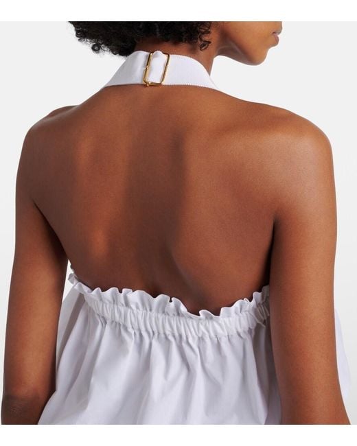 Patou White Halterneck Cotton Minidress