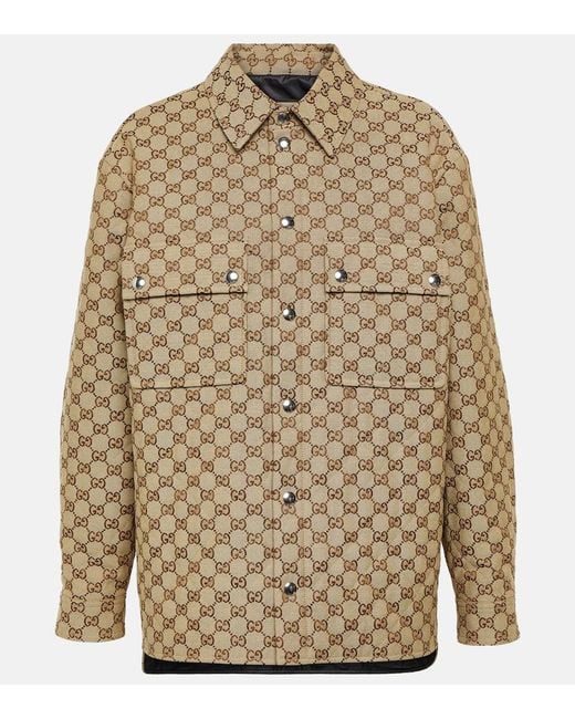 Giacca camicia in canvas GG di Gucci in Brown