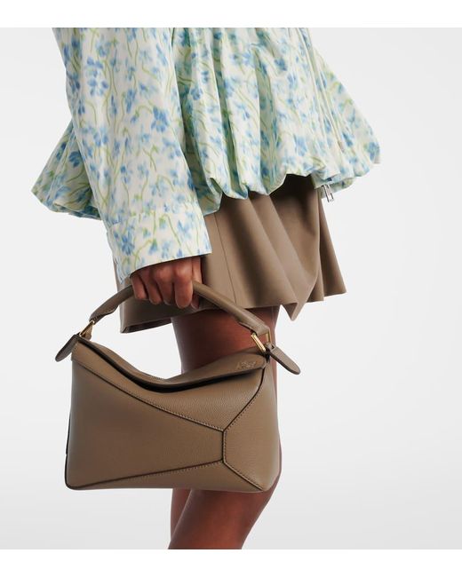 Loewe Brown Puzzle Edge Small Leather Tote Bag