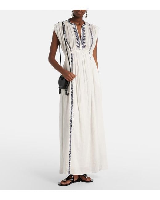 Isabel Marant White Liviane Embroidered Cotton Maxi Dress