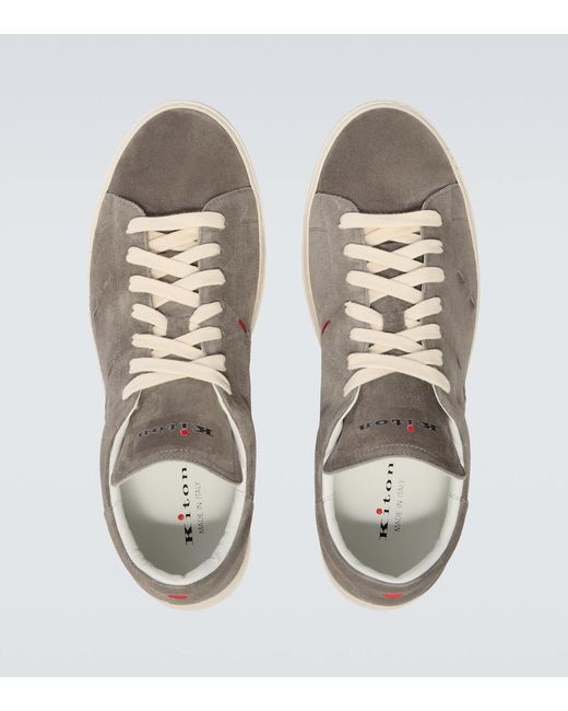 Kiton Gray Suede Sneakers for men