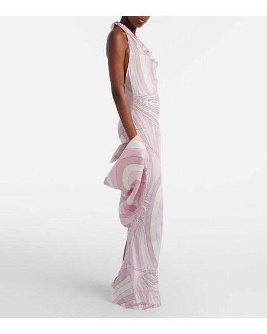 Emilio Pucci Pink Iride Silk Twill Scarf