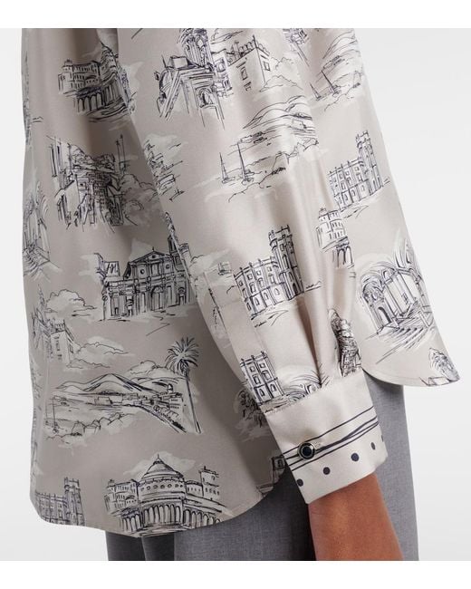 Max Mara Natural Fado Printed Silk Shirt