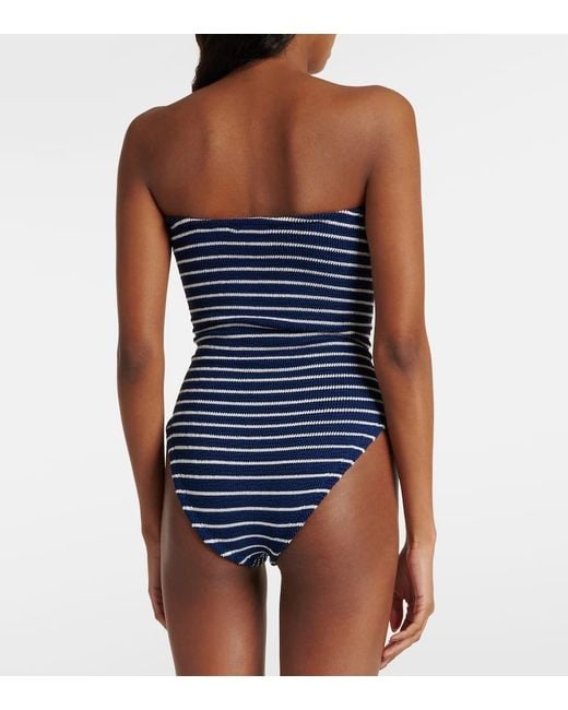 Hunza G Blue Brooke Striped Swimsuit