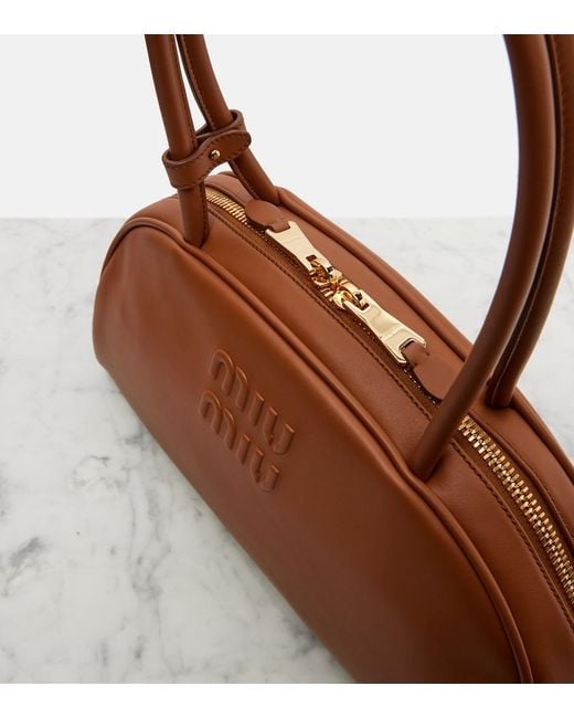 Miu Miu Brown Beau Large Leather Shoulder Bag