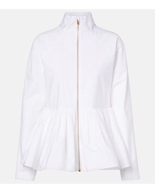 Alaïa White Peplum Cotton Poplin Jacket