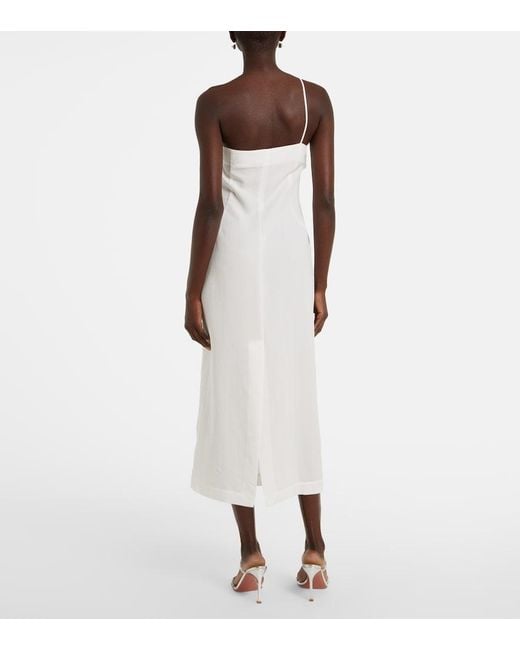 Blumarine White Floral Embroidered Midi Dress