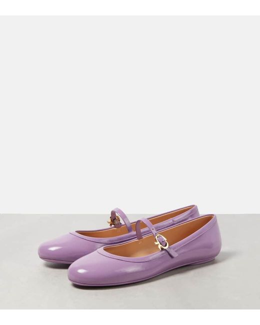 Gianvito Rossi Carla Patent Leather Mary Jane Flats in Purple | Lyst UK