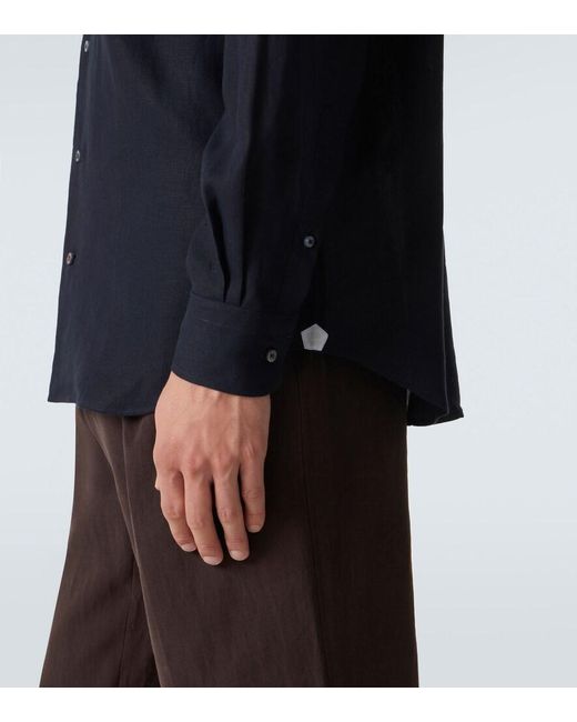 Loro Piana Blue Andre Linen Shirt for men