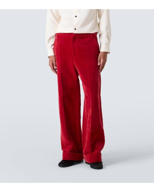 Valentino Weite Hose Aus Samt in Red für Herren