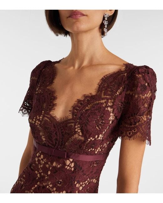 Self-Portrait Purple Floral Lace Midi Dress