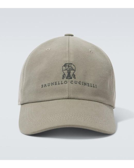 Gorra De Gabardina Con Logo Bordado Brunello Cucinelli de hombre de color Natural