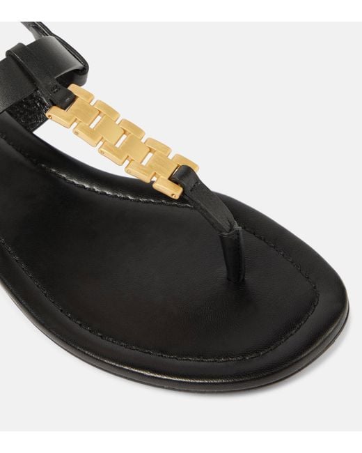 Victoria Beckham Black Leather Thong Sandals