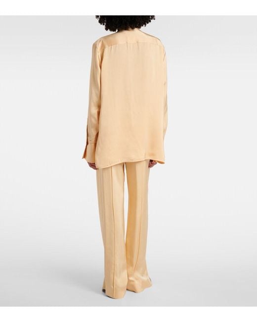 Jil Sander Natural Bow-Detail Satin Blouse