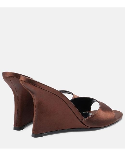 Staud Brown Brigitte Satin Wedge Mules