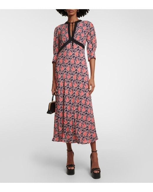 Rixo Red Petra Floral Keyhole Maxi Dress