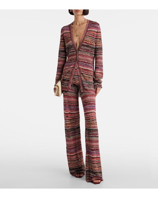 Missoni Zigzag Striped Lame Flared Pants