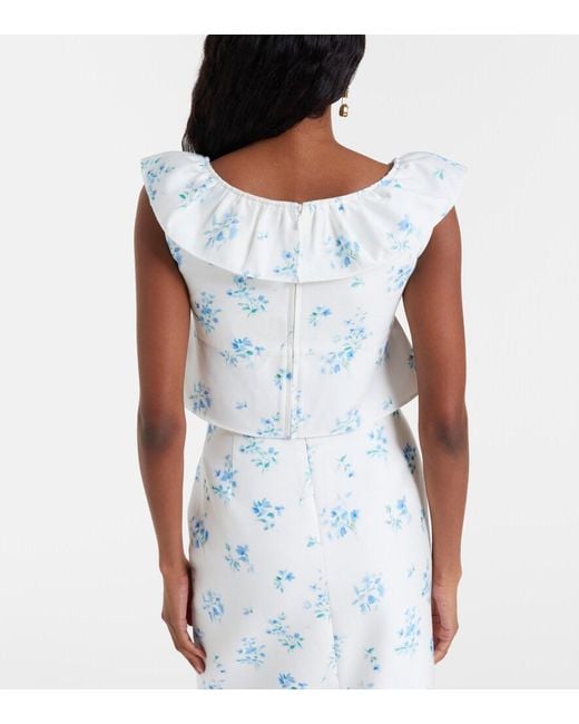 ShuShu/Tong White Floral Ruffled Cotton And Silk Top