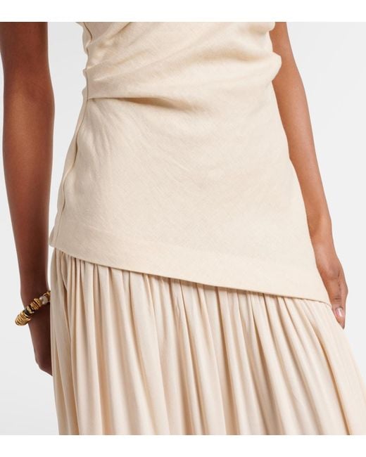Faithfull The Brand Natural Roma Asymmetric Linen Maxi Dress