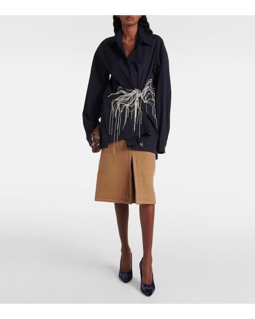 Dries Van Noten Natural Wool Midi Skirt