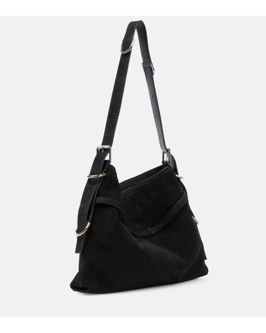 Givenchy Black Voyou Medium Suede Shoulder Bag