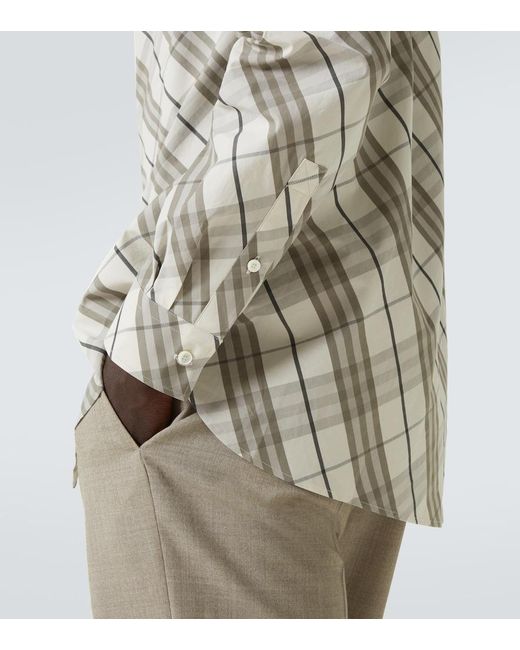 Burberry White Check Cotton Overshirt for men