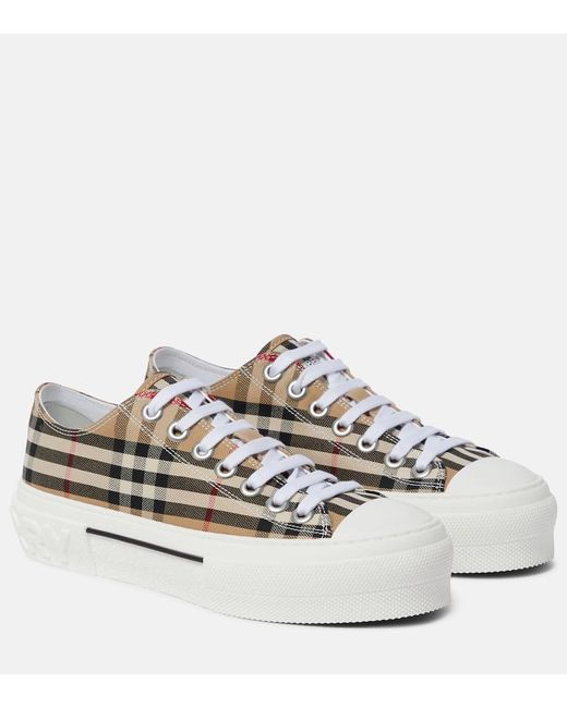 Burberry White Sneakers Check aus Canvas