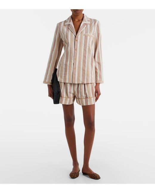 Saint Laurent Pink Striped Cotton Pajama Shirt