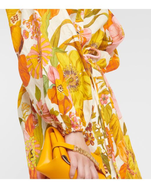 Robe chemise Silas imprimee en lin ALÉMAIS en coloris Orange