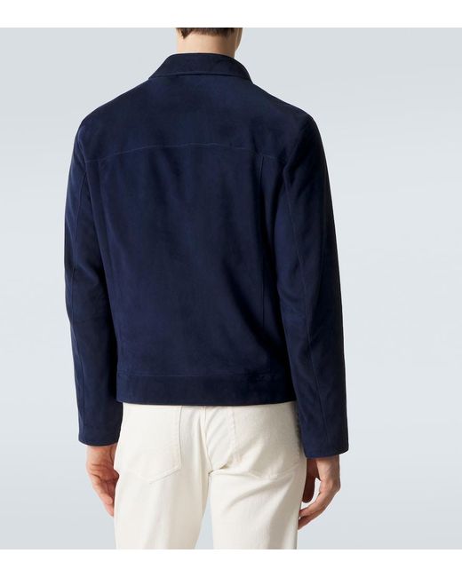 Brioni Blue Suede Blouson Jacket for men