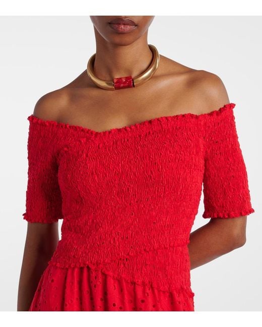 Poupette Red Soledad Floral Cotton Maxi Dress