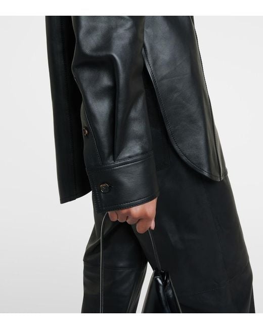 Totême Black Leather Overshirt