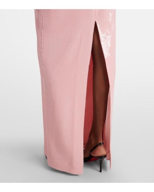 Rebecca Vallance Pink Lena Bow-Detail Sequined Gown