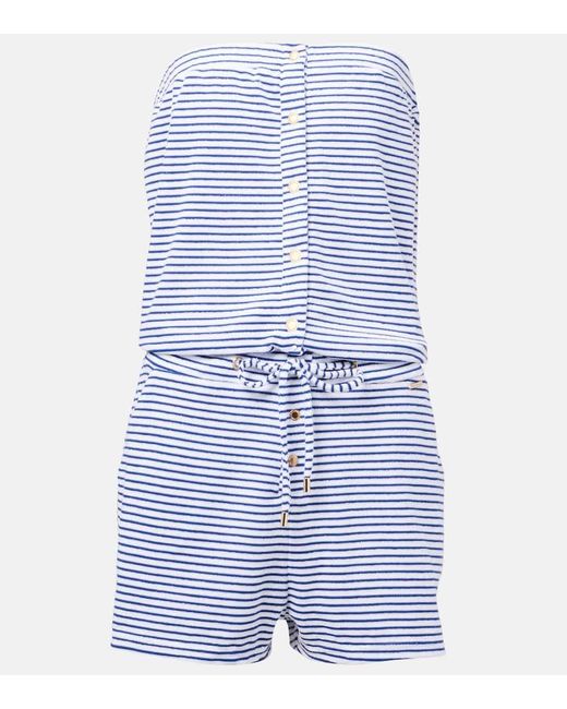 Melissa Odabash Blue Venus Cotton-Blend Terry Romper